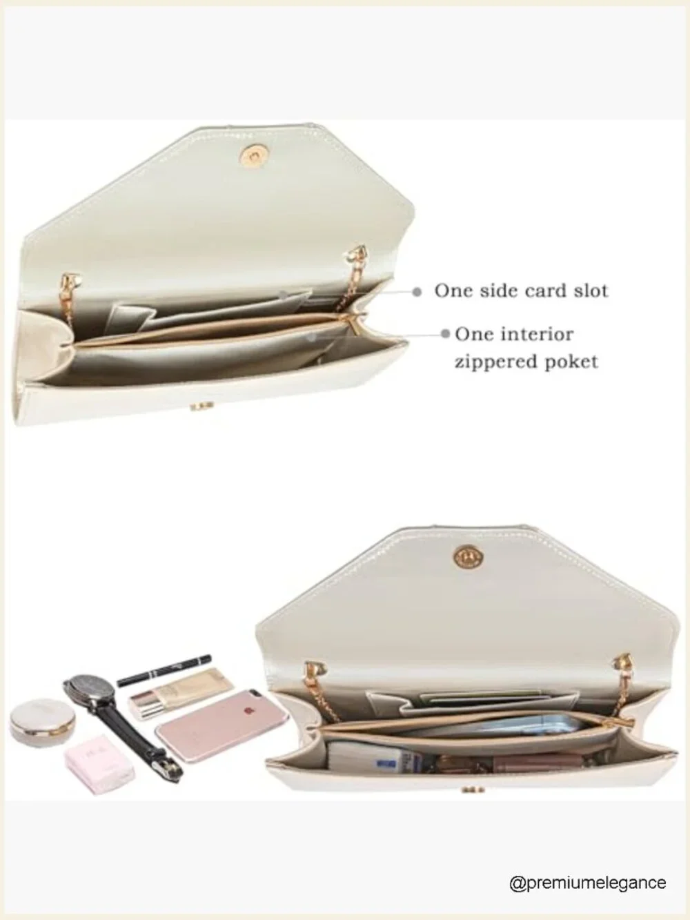 Patent Leather Envelope Clutch Evening Bag Rhinestones Stylish Dress Purse